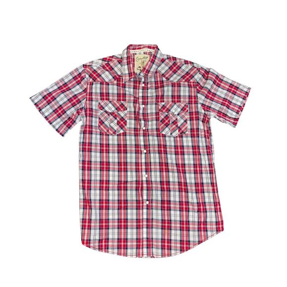 COASTAL Mens Plaid Pearl Snap Western Style Shirt Size XL Short Sleeve - Picture 1 of 6